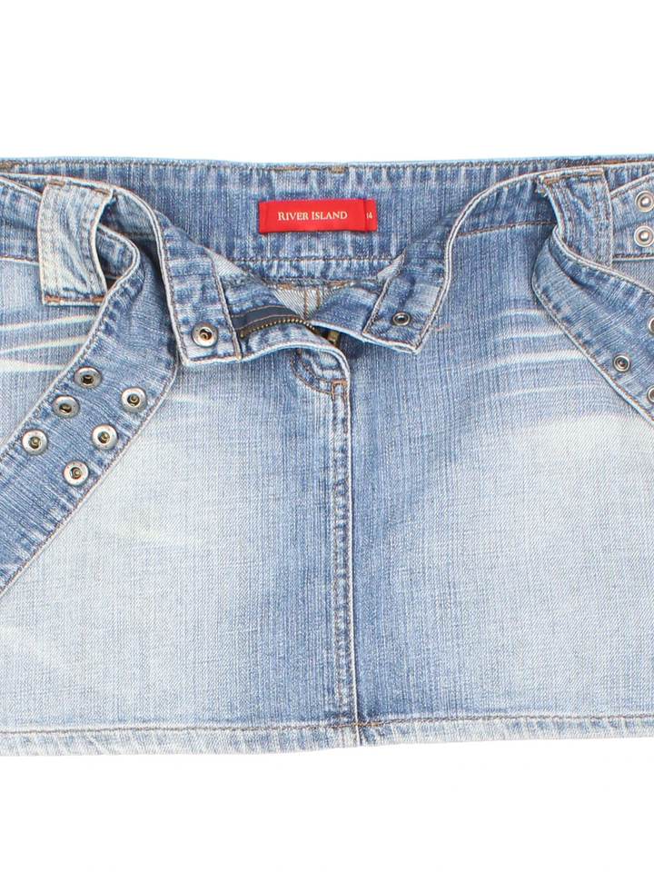 Y2K River Island Denim Mini Skirt (Size XL)