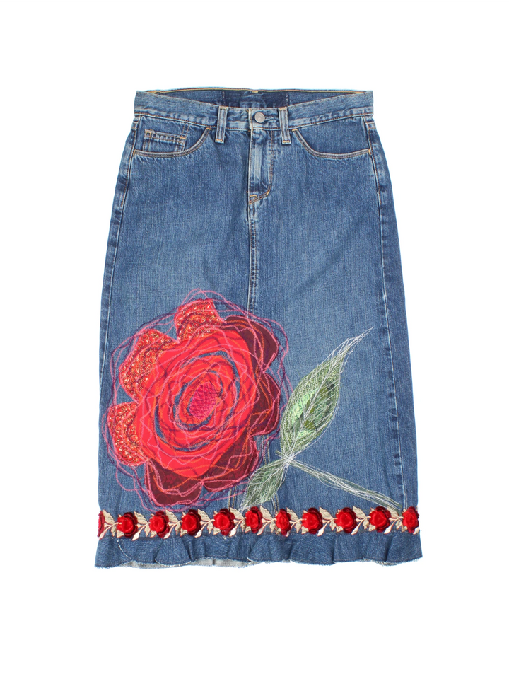 Y2K Denim Midi Skirt (Size M)