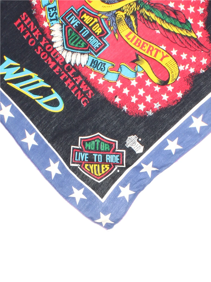 Vintage Harley-Davidson Bandana in a black/multi colourway with the logo printed on the front.
