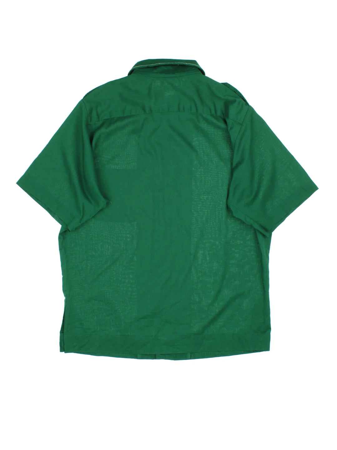 Vintage 70's Shirt in a green colourway, button up with front pocket, contrast stitching and dagger collar.