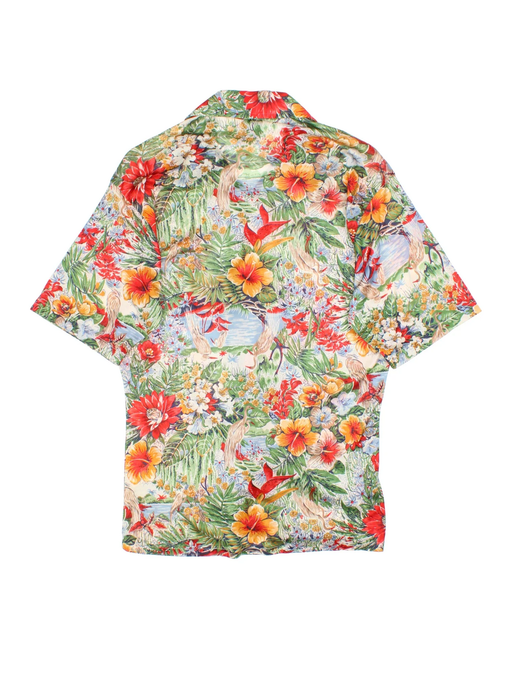 Vintage 70's Hawaiian Shirt in a floral multicoloured colourway, button up with contrast stitching and dagger collar.
