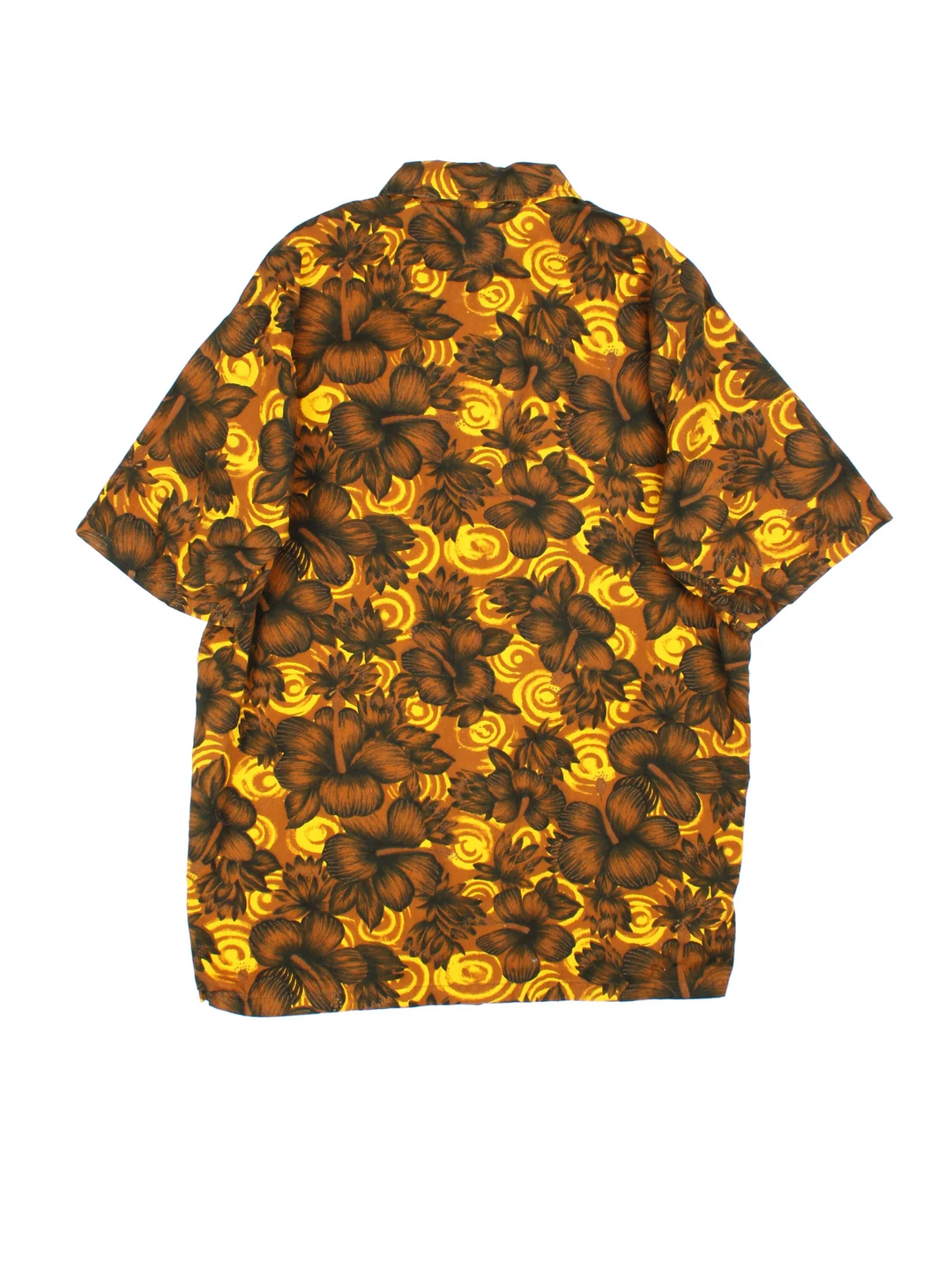 Vintage Hawaiian Shirt in a brown floral colourway. Button up fastening, with front patch pocket and dagger collar.