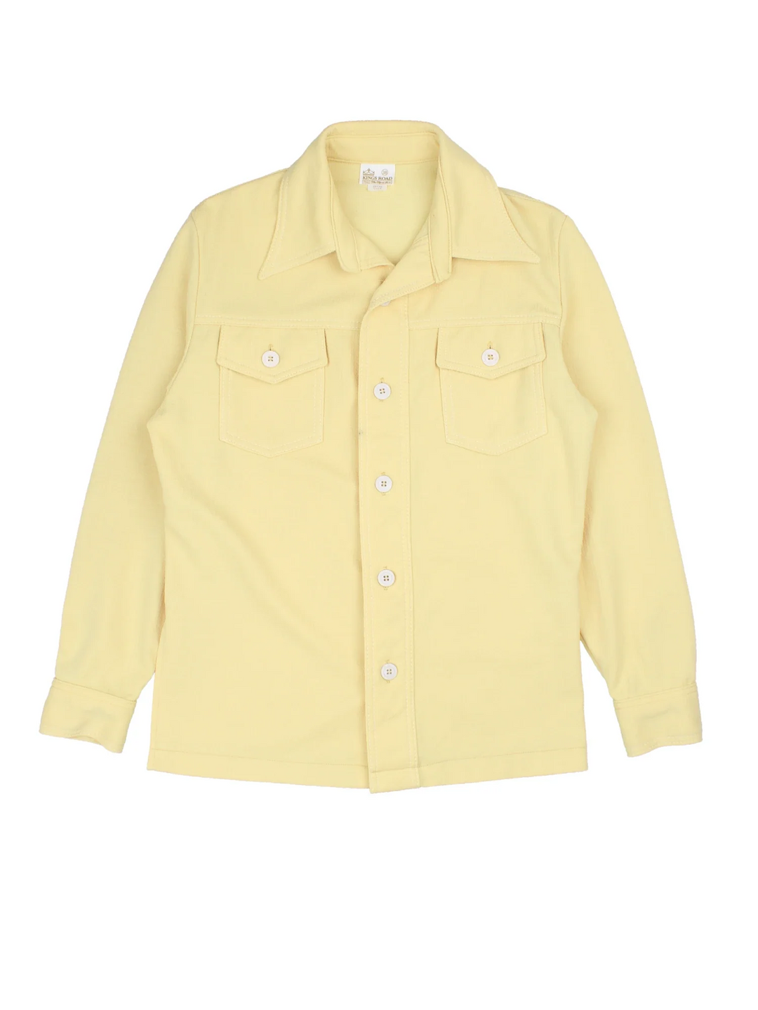 Vintage 70's Shirt in a yellow colourway, button up with front patch pocket detail and dagger collar.