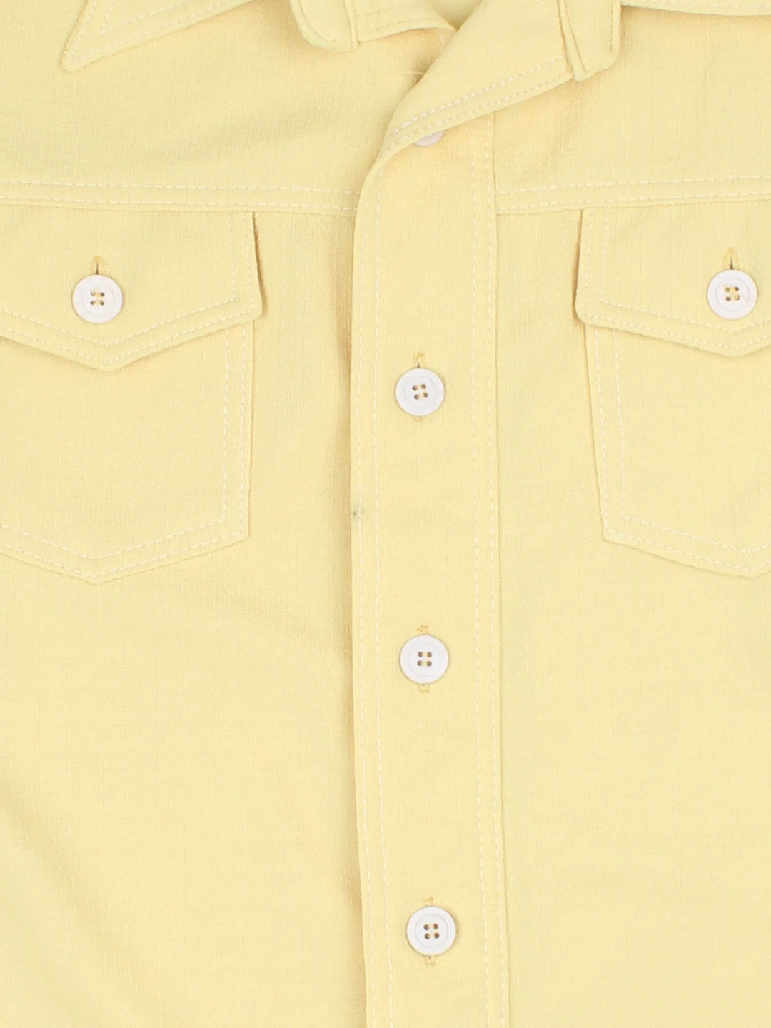 Vintage 70's Shirt in a yellow colourway, button up with front patch pocket detail and dagger collar.