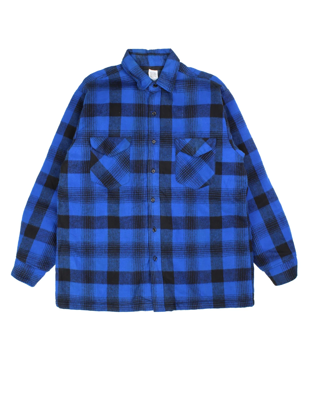 Osh Kosh Flannel Shirt in a blue/black colourway. Button up with front patch pockets and quilted lining.