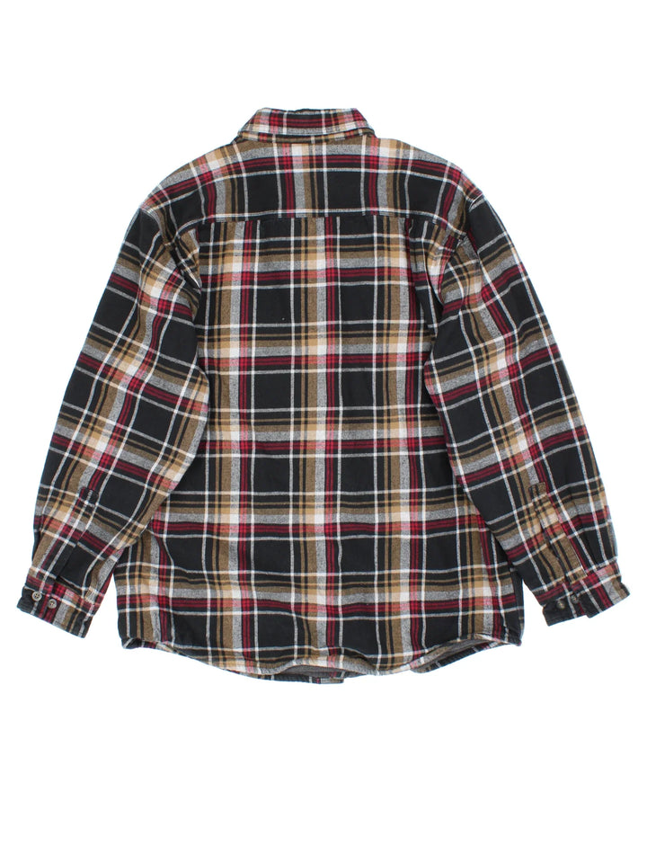 Carhartt Flannel Shirt in a black/grey/red colourway. Button up with front patch pockets and jersey lining.