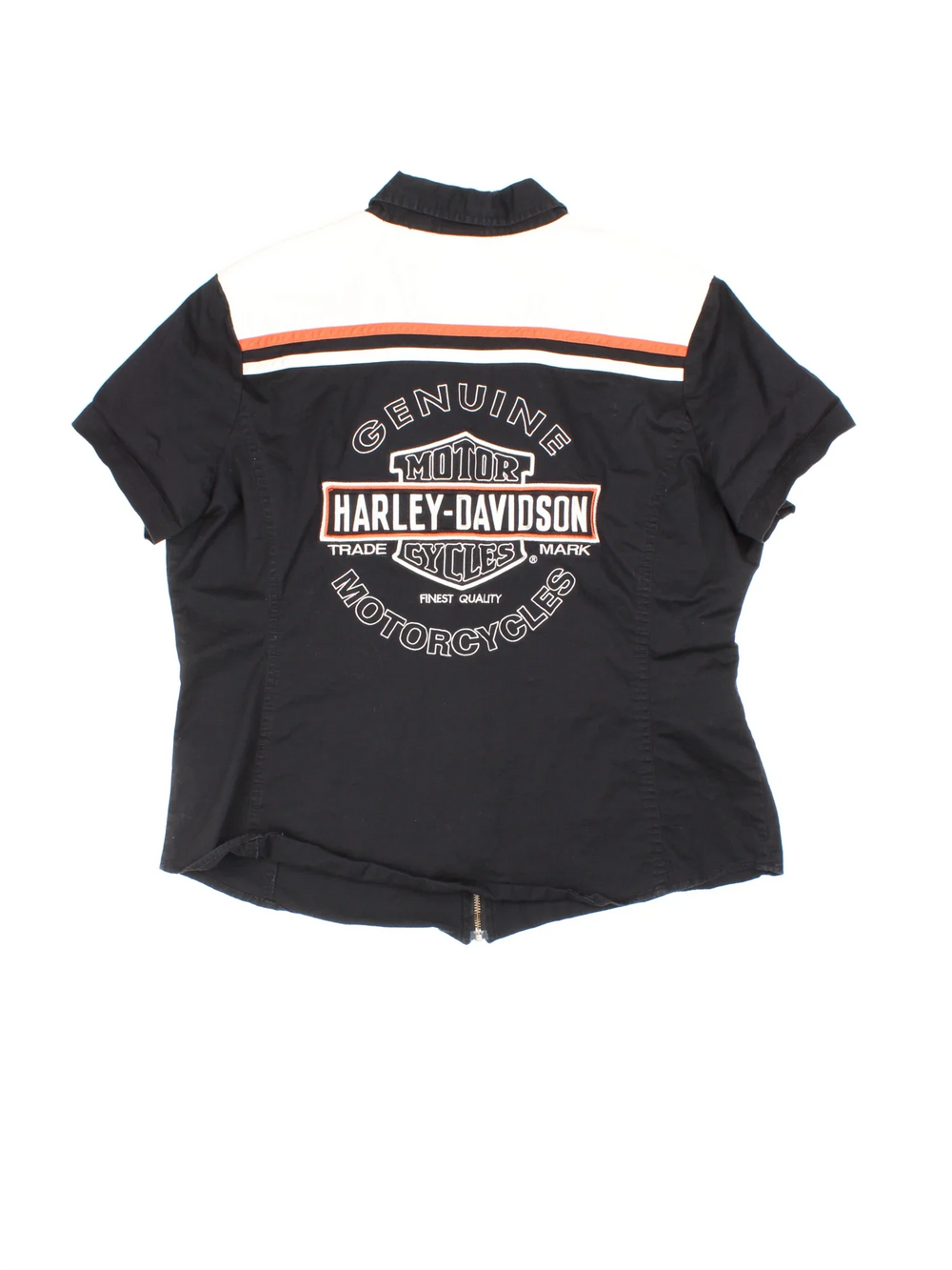 Harley-Davidson Shirt in a black colourway, zip up closure with the logo embroidered on the front and back.