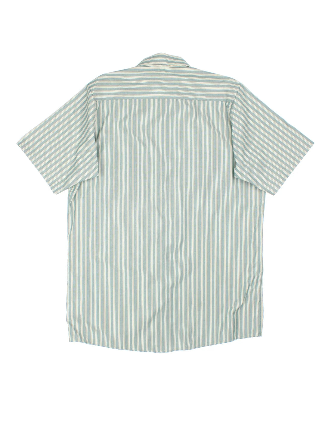 Vintage Red Kap Shirt in a blue striped colourway, button up and has double chest pockets.