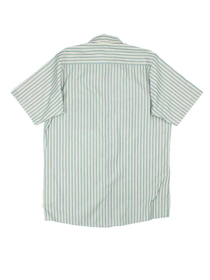 Vintage Red Kap Shirt in a blue striped colourway, button up and has double chest pockets.