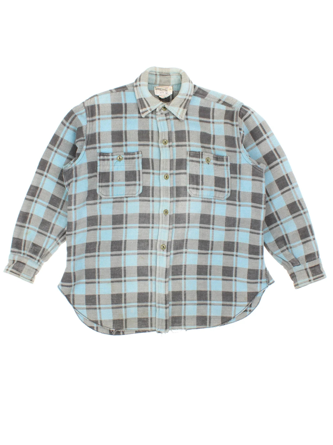 1960's Champion Flannel Shirt in a blue colourway, button up with double chest pockets.