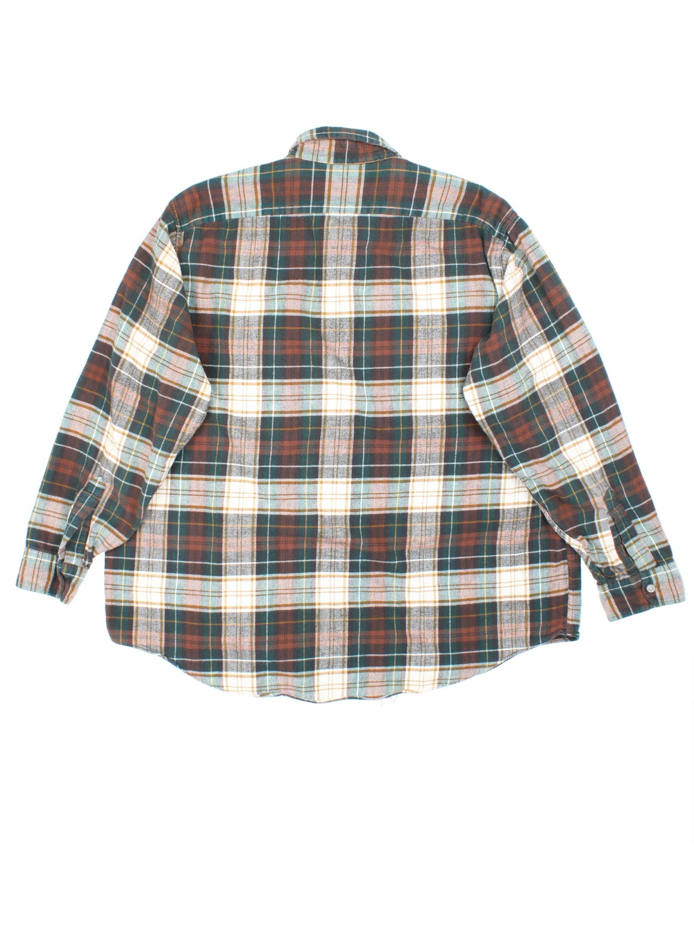 L.L Bean Flannel Shirt in a brown plaid pattern colourway, button up with double chest pockets.