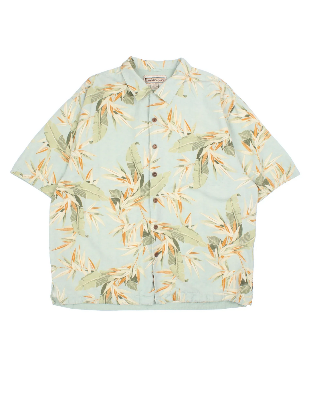 Vintage Floral Hawaiian Shirt in a blue colourway, buttons up and has a chest pockets, and floral patterns printed all over.
