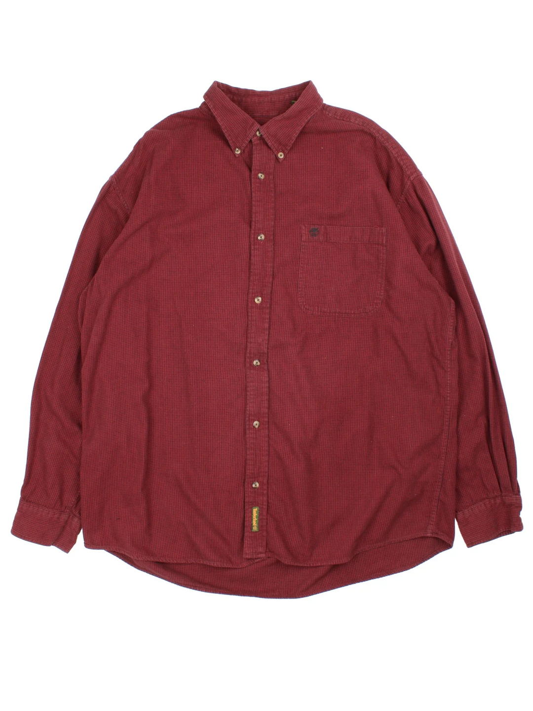 Timberland Shirt in a red colourway, button up with the logo embroidered on the front.