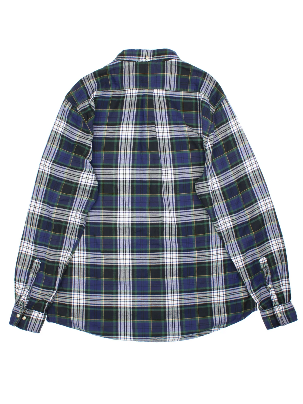 Barbour Shirt in a blue/green/white colourway, button up with branded tab on front pocket.
