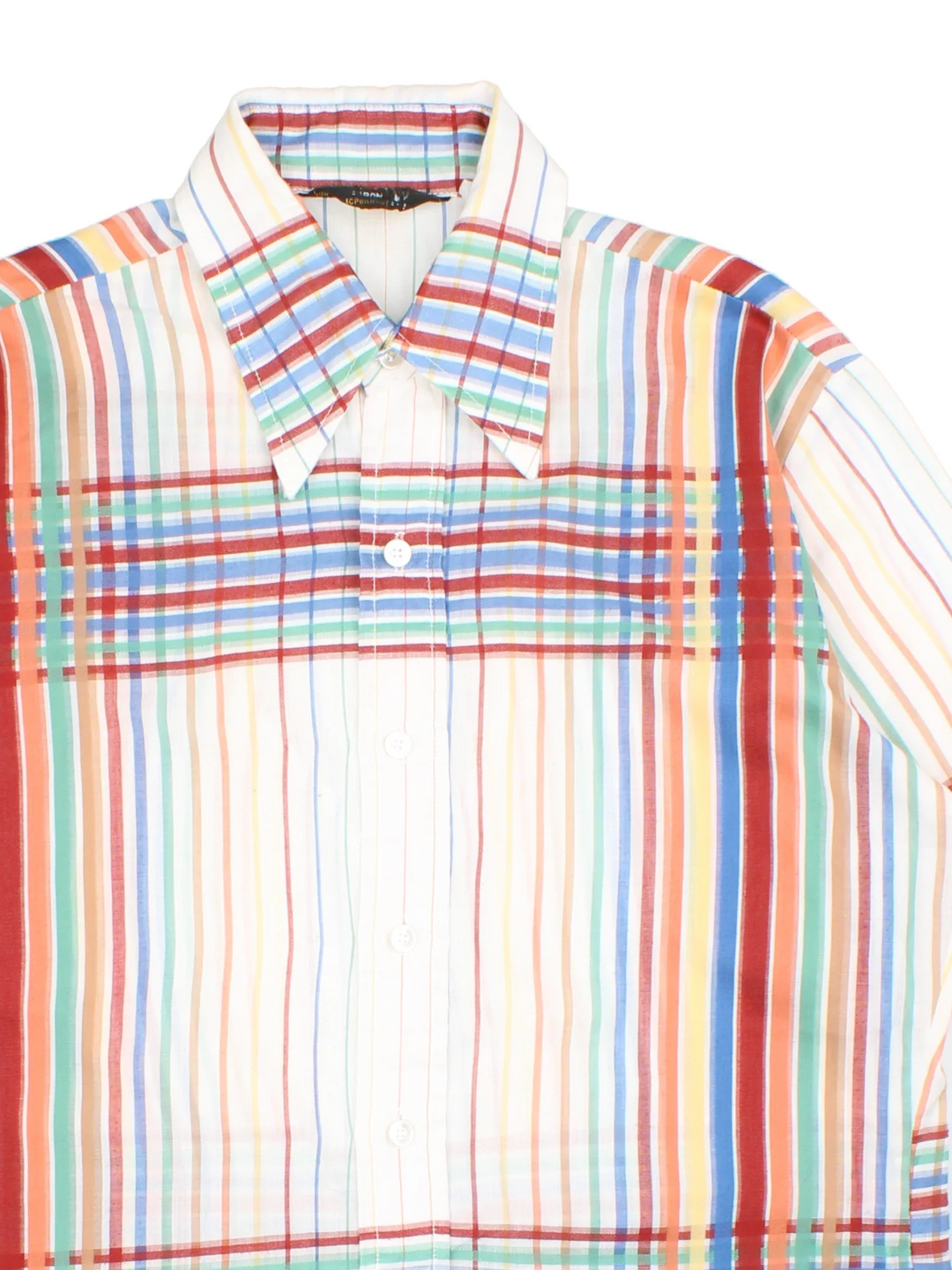Vintage JC Penny Shirt in a white/multi colourway, button up with all over checked pattern.