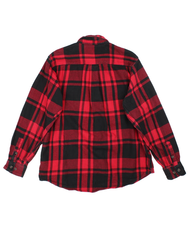 Vintage Dickies Flannel Shirt in a red and black plaid pattern colourway, button up with double chest pockets.