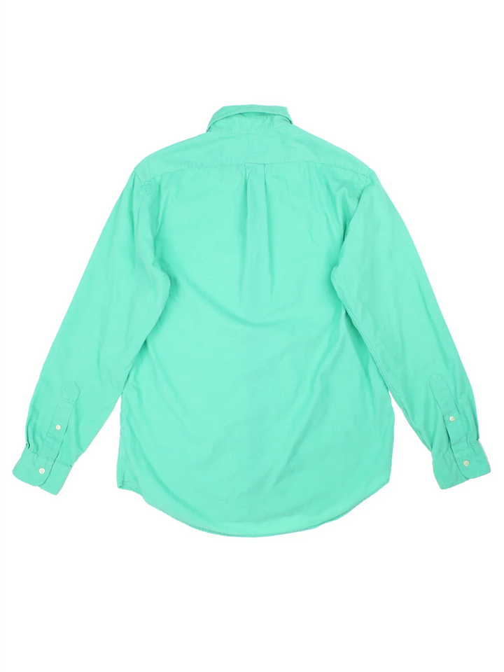 Vintage Ralph Lauren Corduroy Shirt in a turquoise green colourway, button up with the logo embroidered on the front.