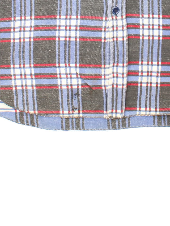 Vintage 1960 Champion Flannel Shirt Shirt in a blue, grey and red colourway, button up with double chest pockets.