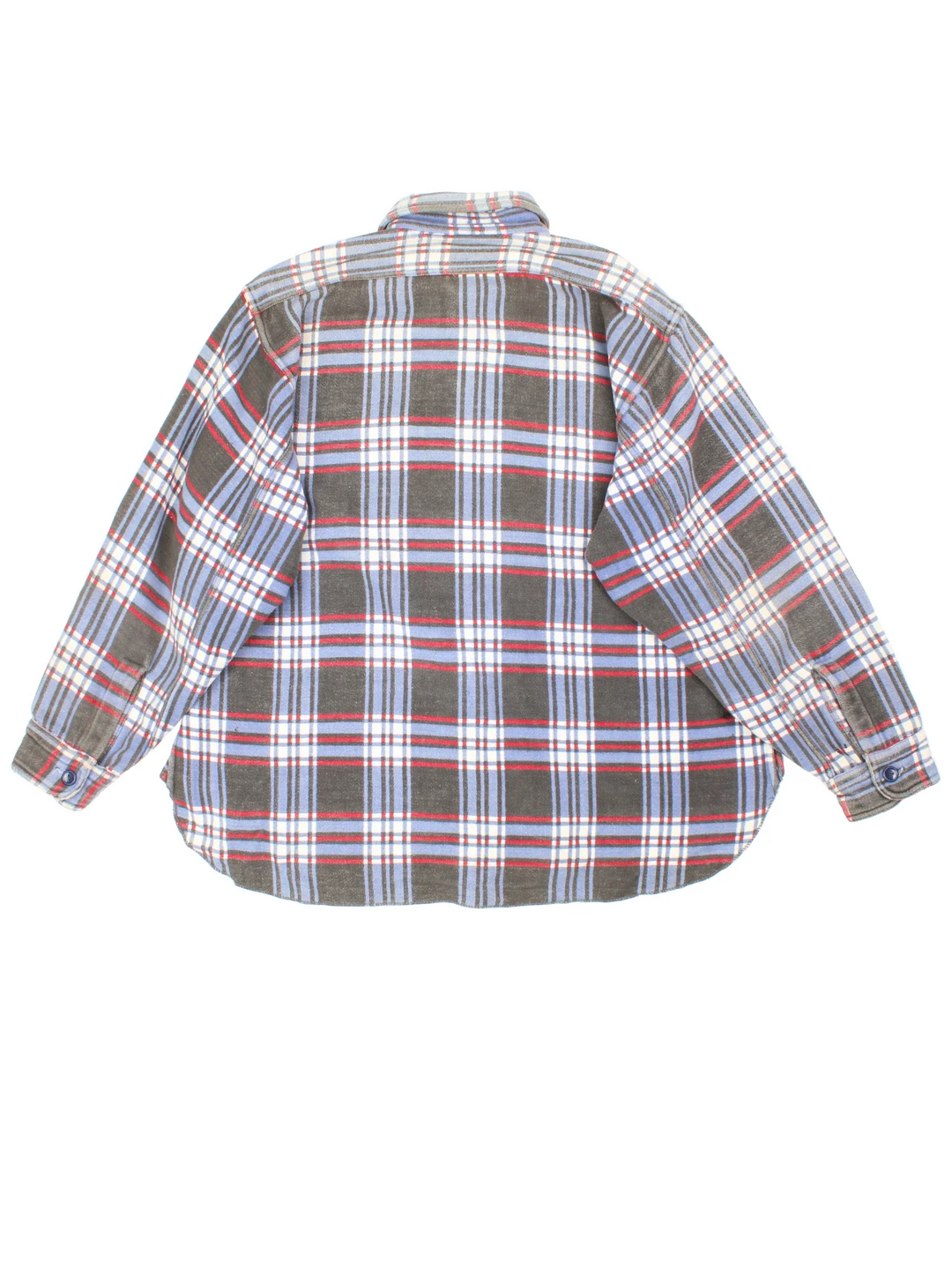 Vintage 1960 Champion Flannel Shirt Shirt in a blue, grey and red colourway, button up with double chest pockets.