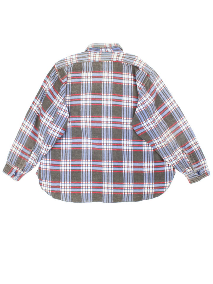 Vintage 1960 Champion Flannel Shirt Shirt in a blue, grey and red colourway, button up with double chest pockets.