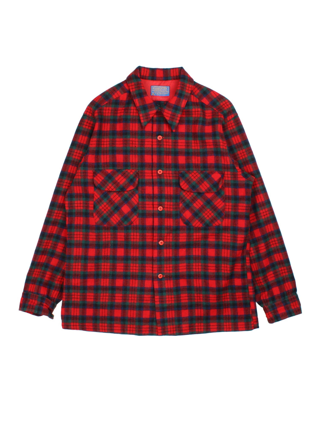 Pendleton Striped Flannel Shirt in a red colourway with multicoloured striped pattern.Button up with front pocket..