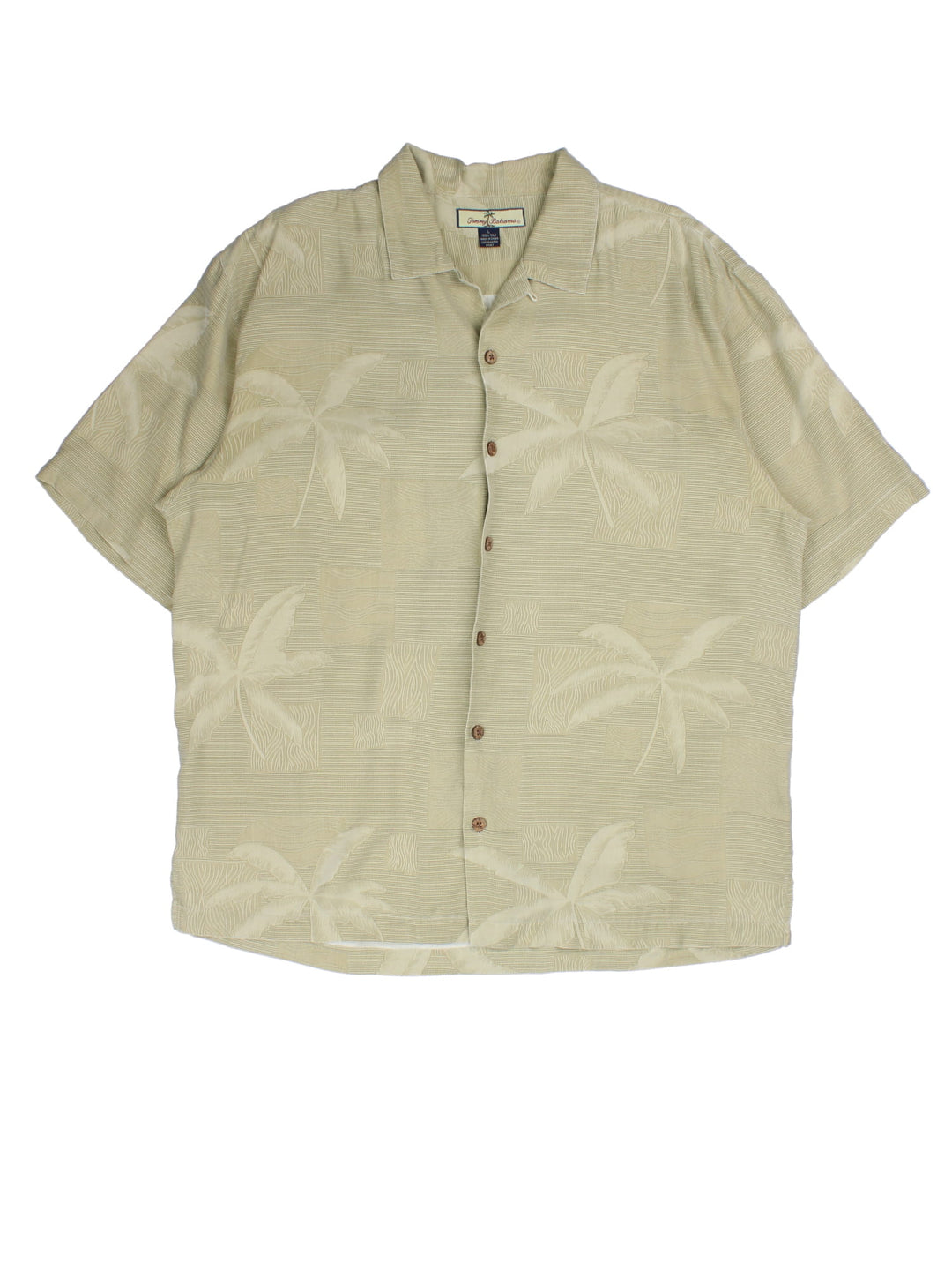 Vintage Hawaiian Shirt in a tan colourway, all over palm tree pattern.
