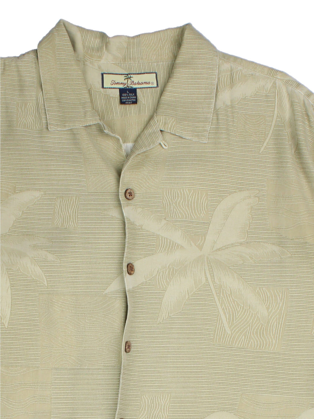 Vintage Hawaiian Shirt in a tan colourway, all over palm tree pattern.