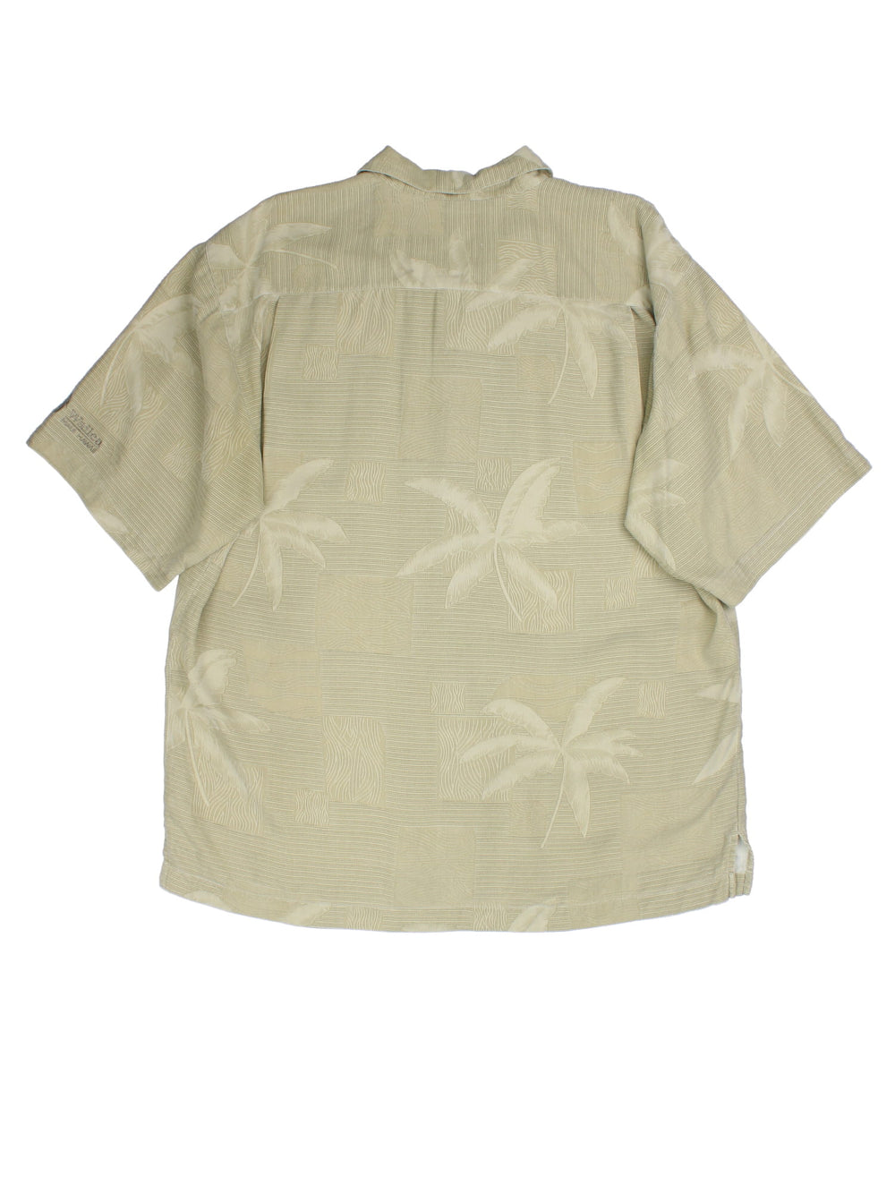 Vintage Hawaiian Shirt in a tan colourway, all over palm tree pattern.