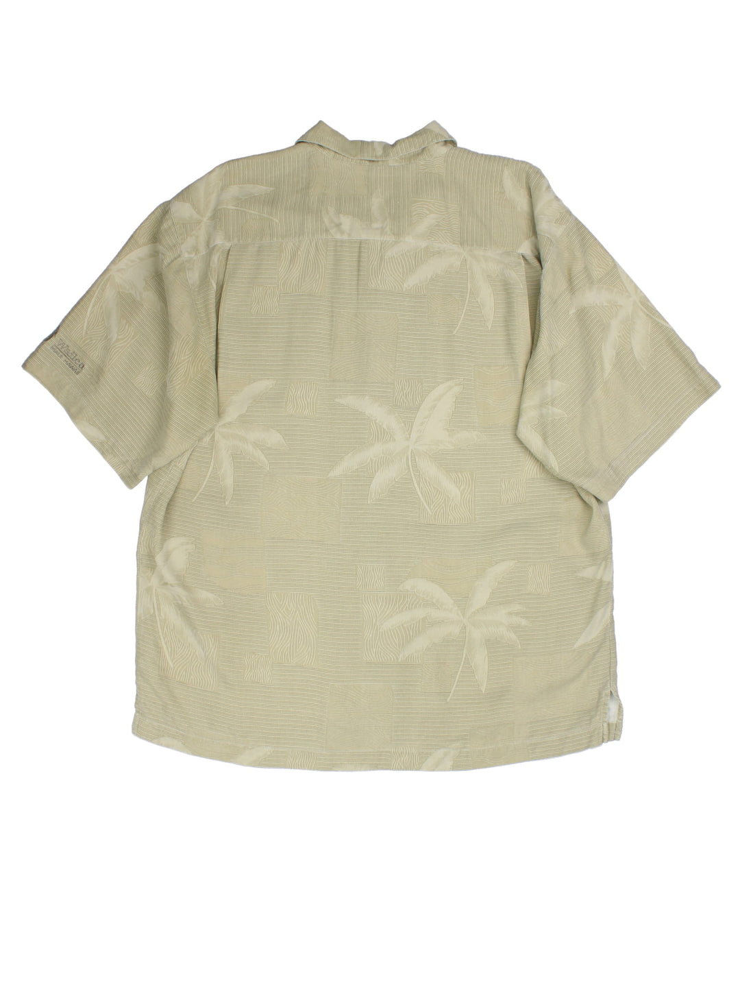 Vintage Hawaiian Shirt in a tan colourway, all over palm tree pattern.