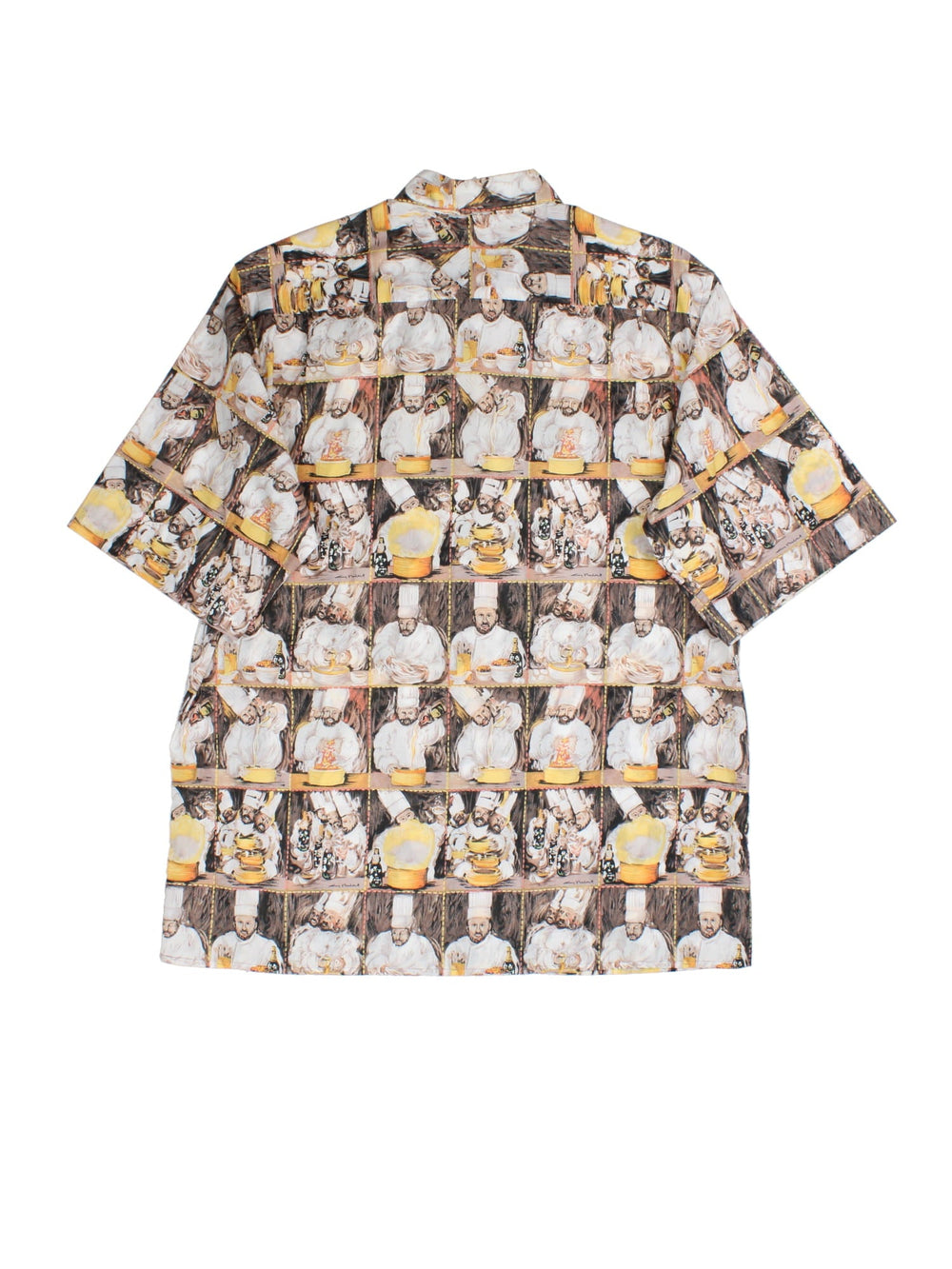 Vintage Reyn Spooner Chefs Shirt in a brown/yellow colourway, all over chef pattern print and front patch pocket.
