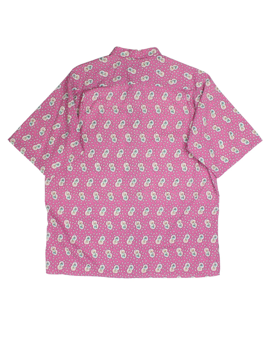 Vintage Reyn Spooner Hawaiian Shirt in a pink colourway, all over abstract flower pattern and front patch pocket.
