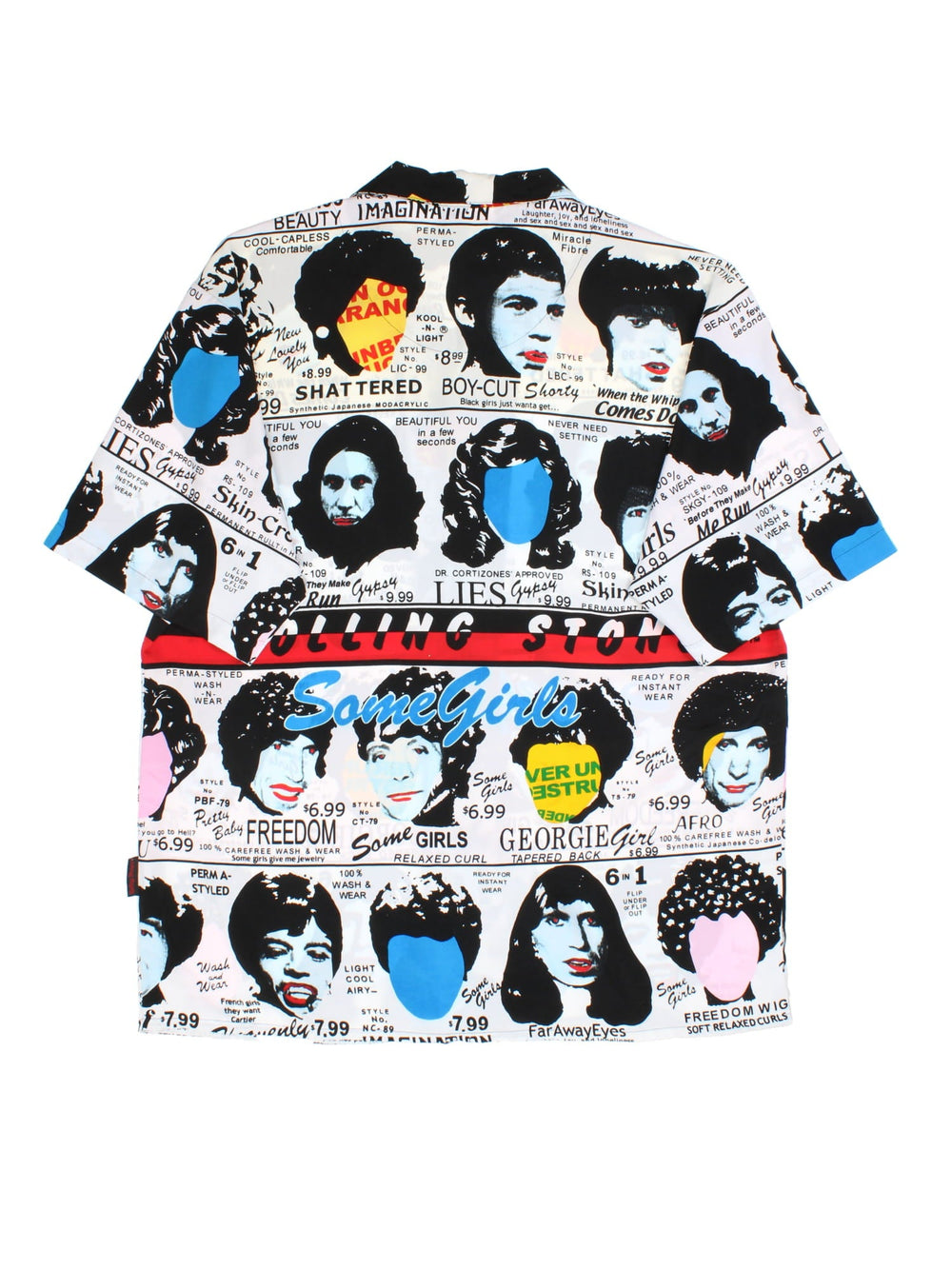 Vintage The Rolling Stones Some Girls Shirt in a black/white colourway, all over abstract face graphic print and branded Rolling Stones buttons.