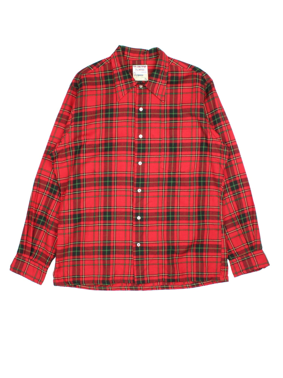 L.L Bean Shirt in a red colourway with checked pattern. Button up and front pocket.