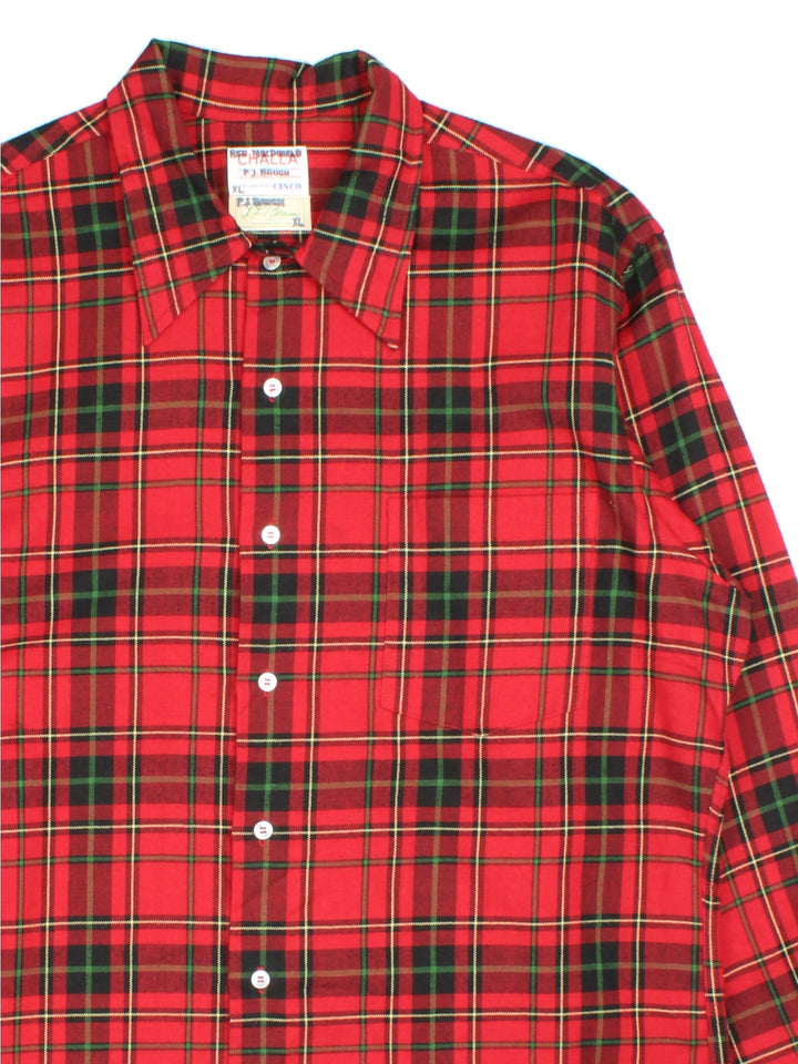 L.L Bean Shirt in a red colourway with checked pattern. Button up and front pocket.