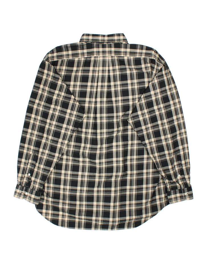 Ralph Lauren Plaid Shirt in a black and brown colourway, buttons up with the logo embroidered on the front.