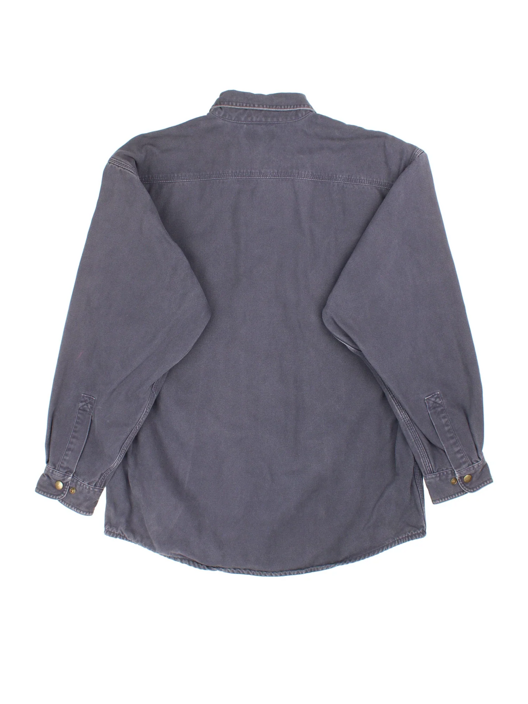 Carhartt Work Shirt in a blue colourway, buttons up and has double chest pockets with the logo tab embroidered on the front.