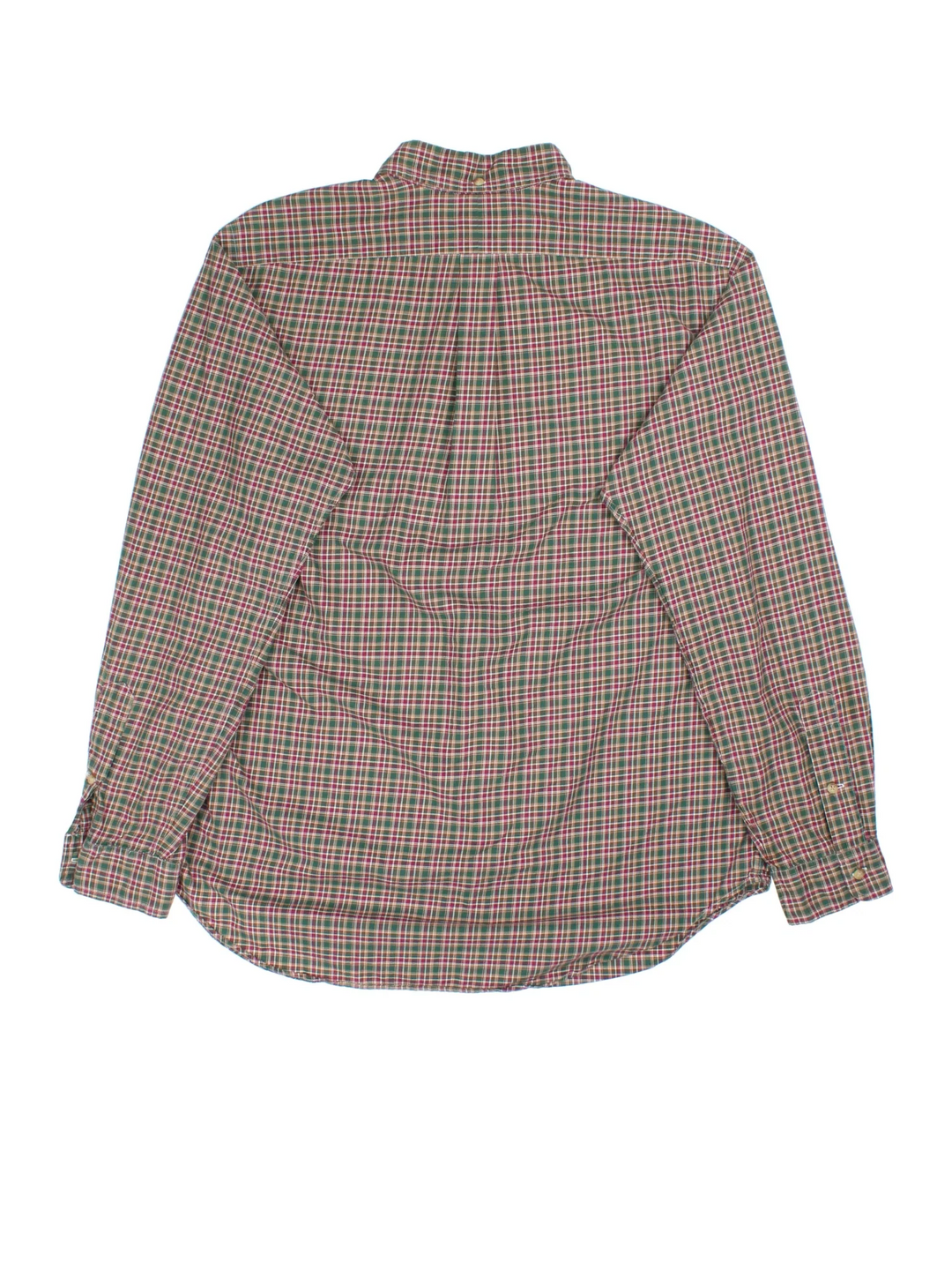 Ralph Lauren Shirt in a red, brown, green and white plaid colourway, button up with the logo embroidered on the front.