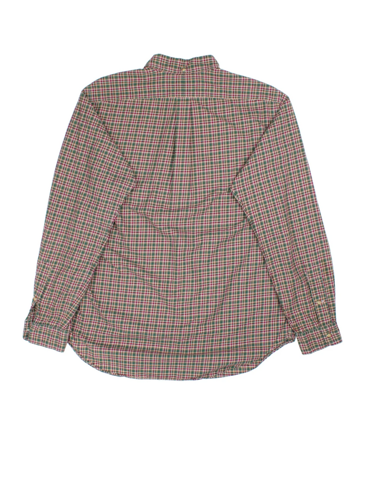 Ralph Lauren Shirt in a red, brown, green and white plaid colourway, button up with the logo embroidered on the front.
