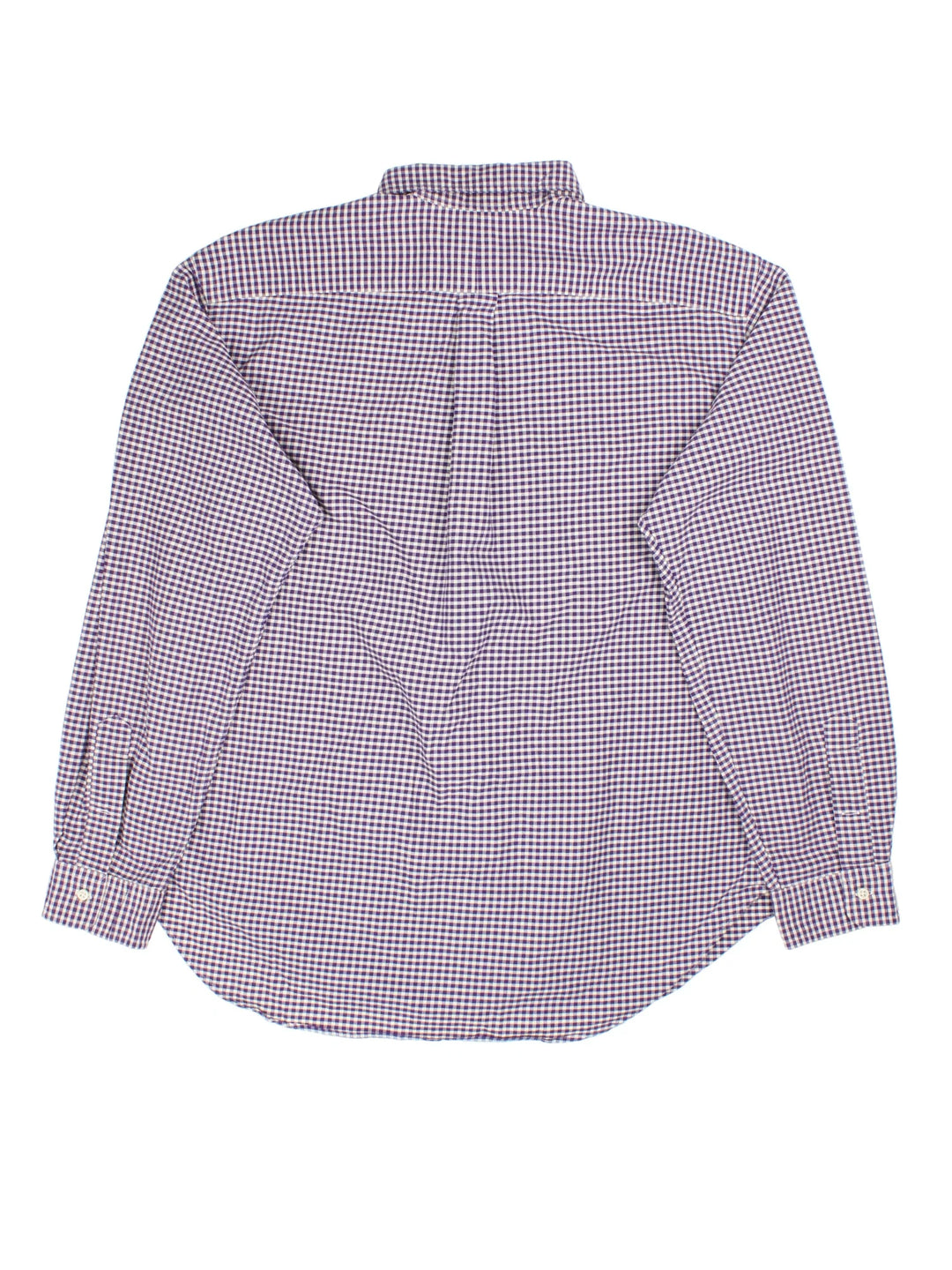 Ralph Lauren Checked Shirt in a purple and white colourway, buttons up with the logo embroidered on the front.