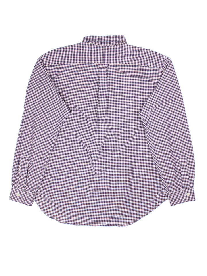 Ralph Lauren Checked Shirt in a purple and white colourway, buttons up with the logo embroidered on the front.