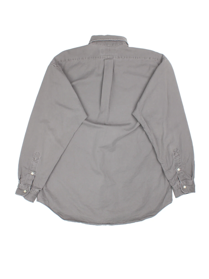 Ralph Lauren Shirt in a grey colourway, button up with the logo embroidered on the front.