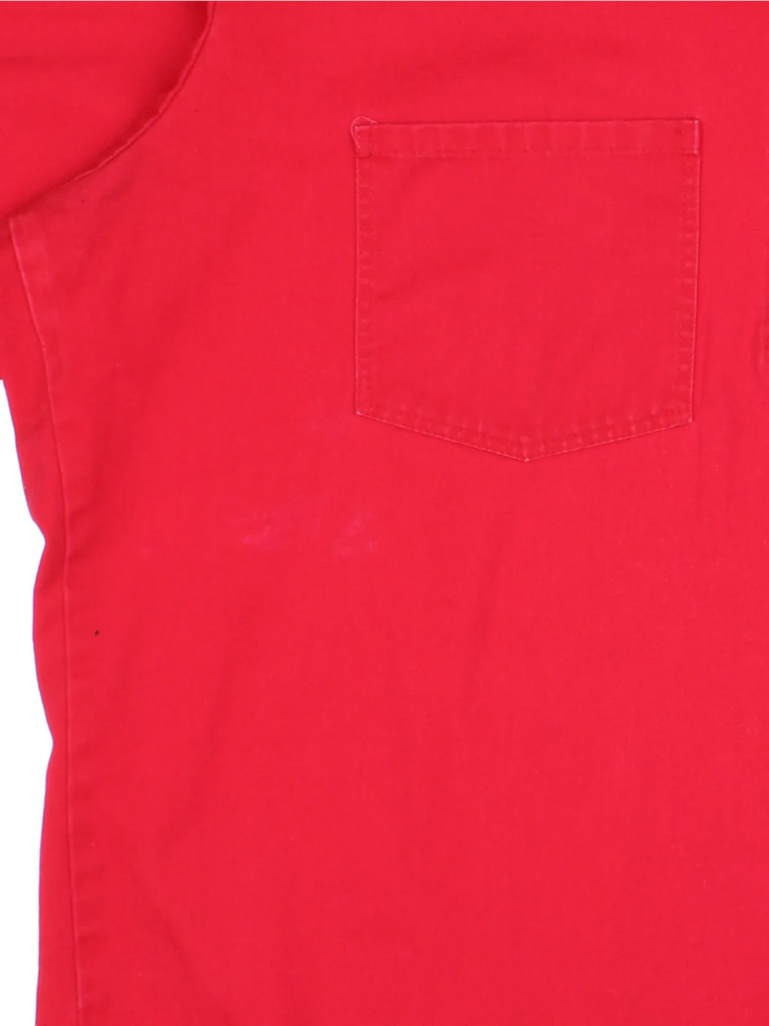 Ben Davis Work Shirt in a red colourway, half zip and has double chest pockets with the logo embroidered on the front.