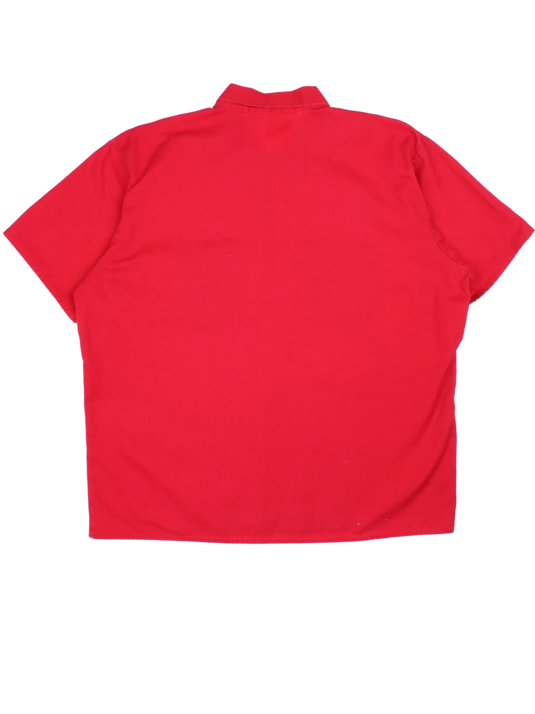 Ben Davis Work Shirt in a red colourway, half zip and has double chest pockets with the logo embroidered on the front.
