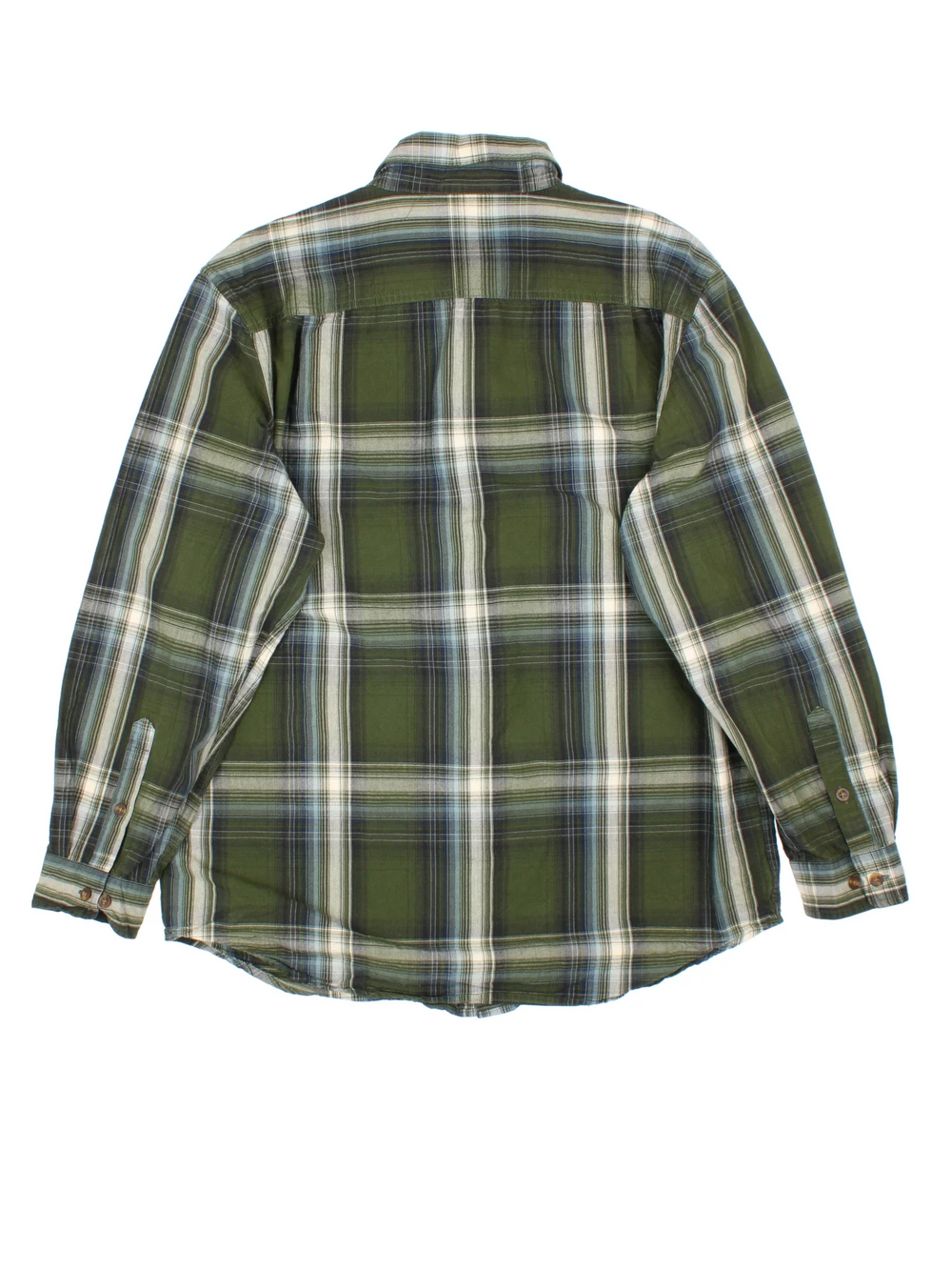 Carhartt Plaid Shirt in a green colourway, button up and has a chest pocket with the logo embroidered on the front.