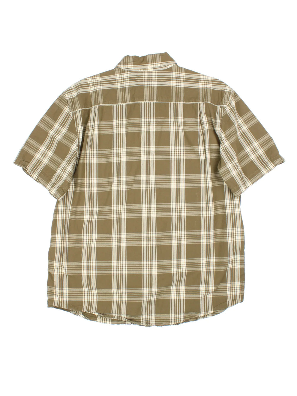 Carhartt Plaid Shirt in a green colourway, button up and has a chest pocket with the logo embroidered on the front.