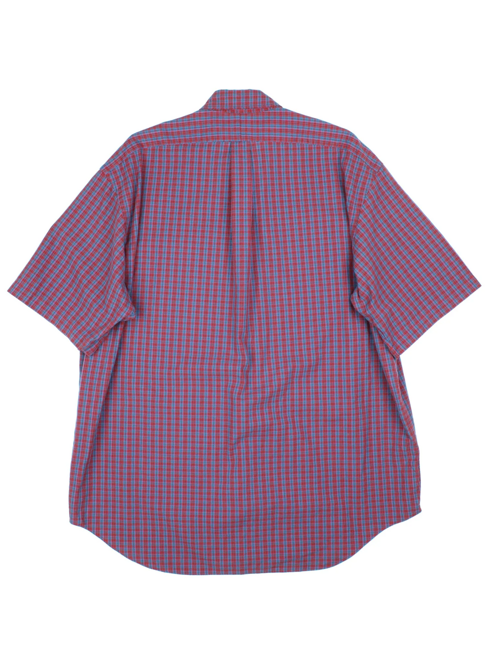Ralph Lauren Checked Shirt in a red and blue colourway, button up and has a chest pocket with the logo embroidered on the front.