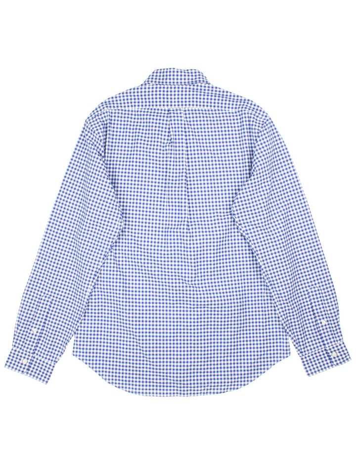 Ralph Lauren Checked Shirt in a blue and white colourway, button up with the logo embroidered on the front.