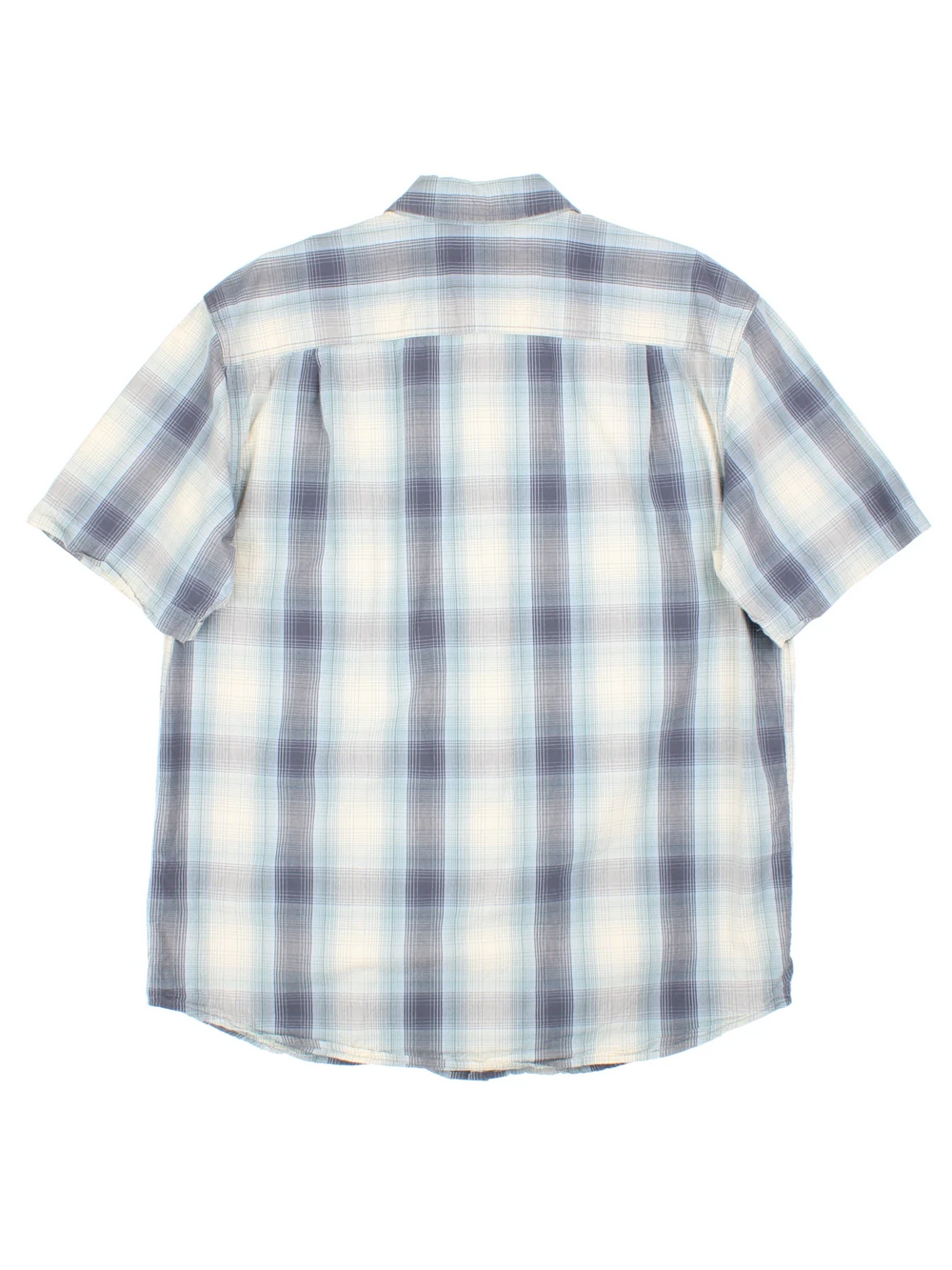 Carhartt Plaid Shirt in a blue colourway, button up and has a chest pocket with the logo embroidered on the front.