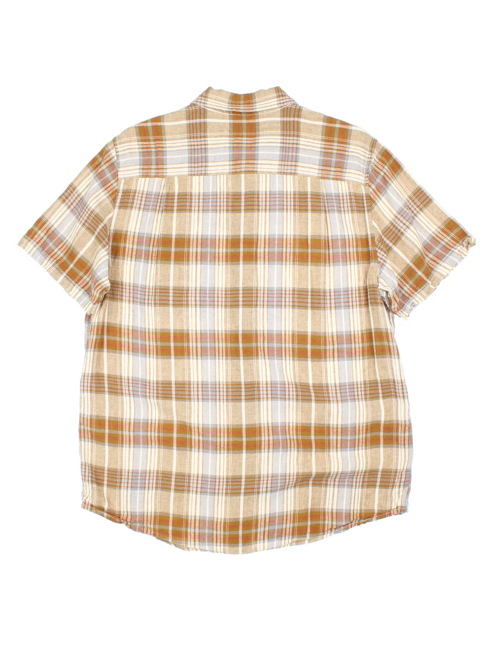 Pendleton Linen Plaid Shirt in a brown colourway, button up and has a chest pocket.