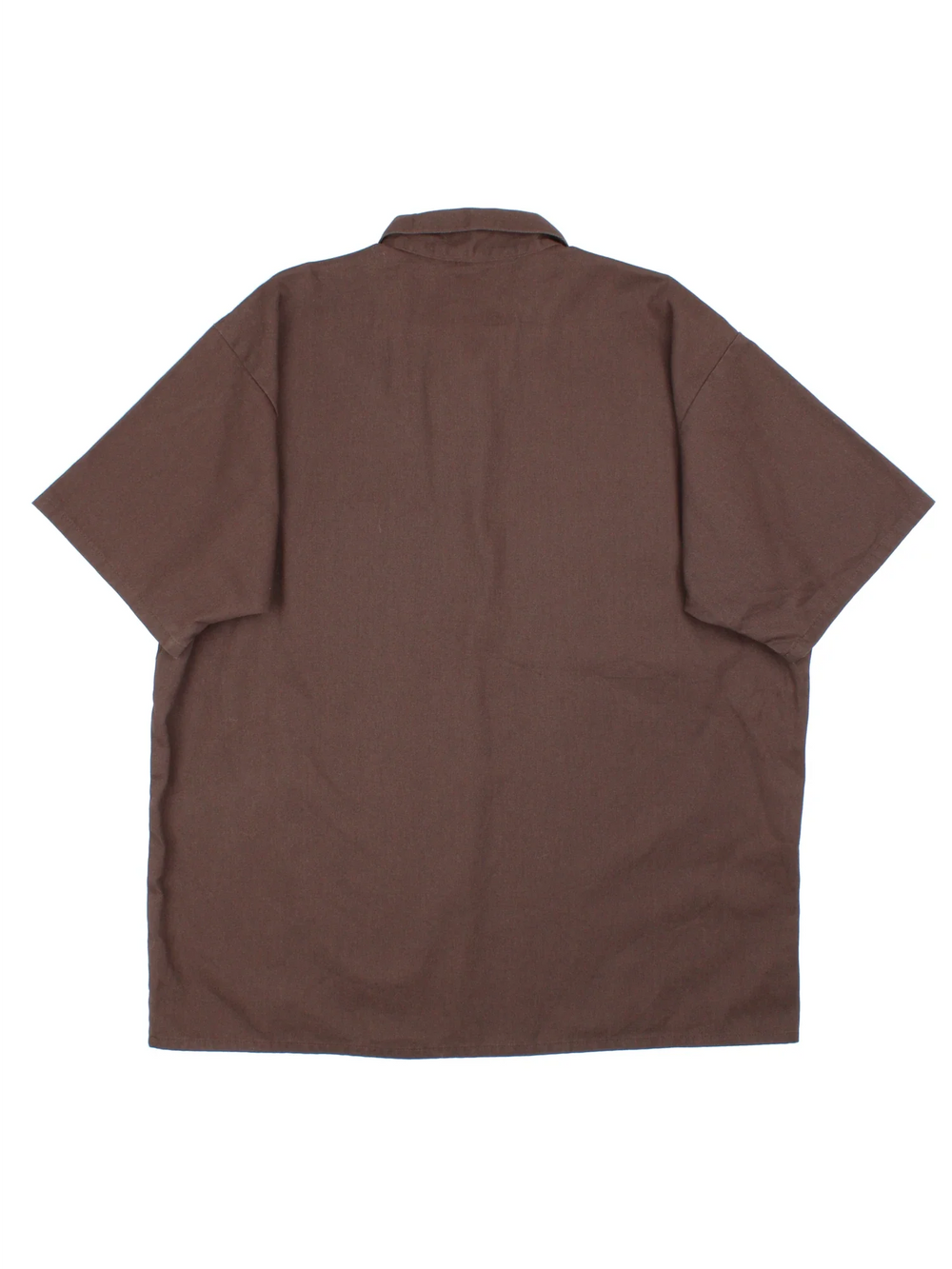 Ben Davis Work Shirt in a brown colourway, half zip and has double chest pockets with the logo embroidered on the front.